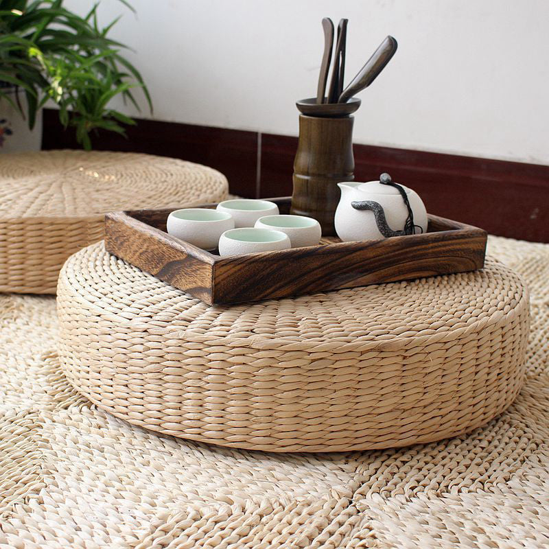 Natural  Round Tatami Straw Yoga Seat Cushion Chair Pouf